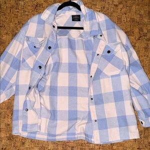 Blue and White Checkered Teddy Jacket